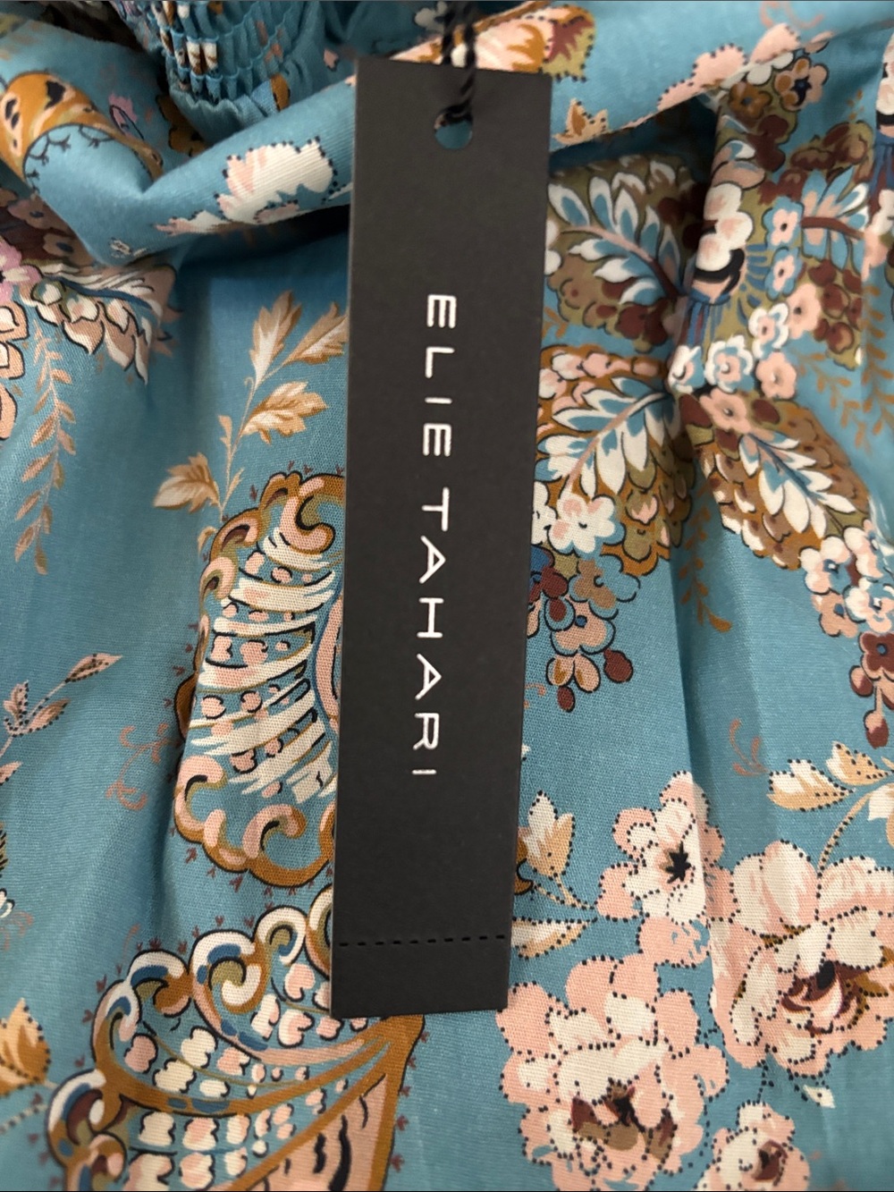 Elie Tahari Floral Paisley Smocked Waist Stretch Cotton Skirt- NWT - Picture 3 of 4